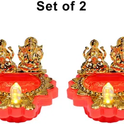 jlpolypack Premium Water Sensor Diyas Self-Lighting Laxmi Ganesh Plastic (Pack of 2) Table Diya image 4