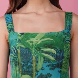 HERE&NOW Tropical Print Chiffon A-Line Midi Dress image 3