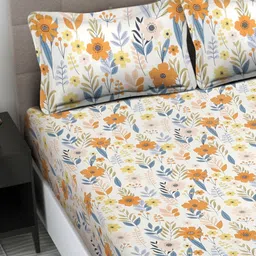 Myntra Elegant Homes White Printed Polycotton 300 TC King Bedsheet Sets 2.5 m x 2.25 m image 3