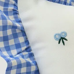 SLEEPY THREADS White & Blue Floral Square Embroidered Cushion Covers image 5