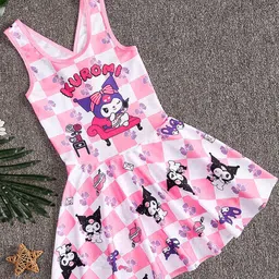 YK Girls Printed Round Neck Swim Dress-image-14