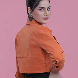 French Theory Women Floral Crop Open Front Jacket image 4