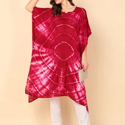 Maaesa Women Hand Tie Dyed Crepe rayon Kaftan Kurta-picture-31