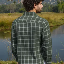 Campus Sutra Men Comfort Fit Button-Down Collar Windowpane Checked Cotton Casual Shirt image 5