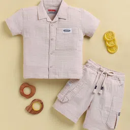 KIDZELLO Boys Lapel Collar Pure Cotton Shirt With Shorts-picture-36