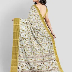 SSHAGUN LIFESTYLE Multicolor Floral Print Bollywood Cotton Blend Saree image 2