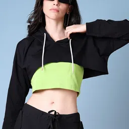 LIMEROAD Women Colourblocked Hooded Cotton Top-picture-40