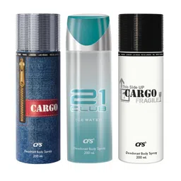 CFS Cargo Blue, 21 Club Ice Water & Cargo White Set Of 3 Deodorant Body Spray - 200ml Each-picture-25
