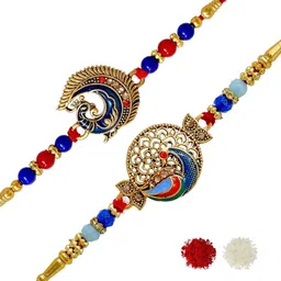 MEIRA JEWELLERY Set Of 2 Designer Rakhis With Greeting Card & Roli Chawal-picture-20