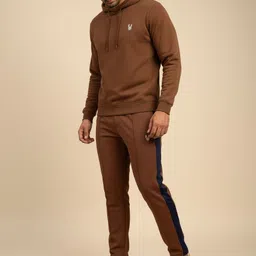 sahajaha Men Solid, Striped Brown, Dark Blue Track Pants image 2