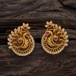 Kushal's Fashion Jewellery 92.5 Pure Silver Gold-Plated Stones Studded Studs-picture-36