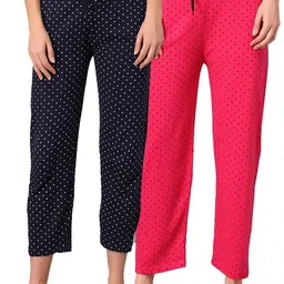 TRENDY WORLD Pack Of 2 Women Printed Cotton Lounge Pants-image-68