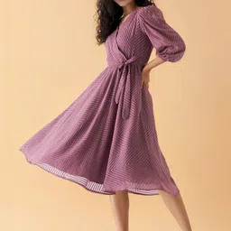 all about you Puff Sleeve Crepe Midi Dress-picture-21