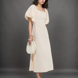 Tzelynn Puff Sleeve Sheath Midi Dress-picture-35