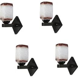SOMIL Set of 4 Brown & Black Printed Traditional Wall Lamps-picture-37