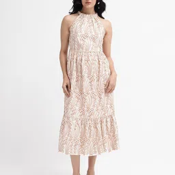 RAREISM Women Embroidered Halter Neck Fit & Flare Maxi Dress-picture-32