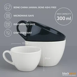 BlackCarrot White & Black 2 Pieces Porcelain Ceramic Glossy Mugs image 2