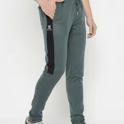 duke Men Solid Green Track Pants image 4