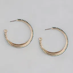 Forever New Rose Gold-Plated Artificial Stones Studded Circular Half Hoop Earrings image 2