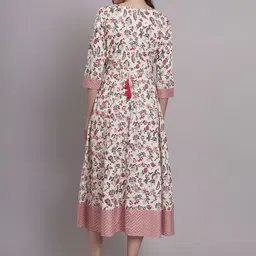 HERE&NOW Printed & Embroidered Flared Midi Dress image 3