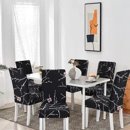 GIFTS ISLAND Set Of 6 Black & White Printed Chair Covers-image-88