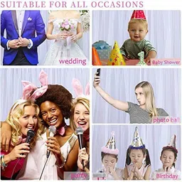 fun and flex Tulle White Net Curtain cloth backdrop and LED Fairy Lights Birthday Combo image 4