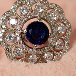 SHARLEEZ Rhodium-Plated American Diamond-Studded Finger Ring-picture-18
