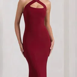 TRAQUILA Halter Neck Bodycon Maxi Dress image 4