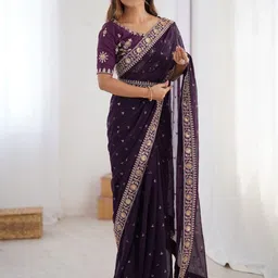 KALINI Purple Pure Georgette Embellished Sarees-image-19