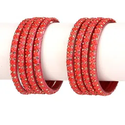 Somil Set Of 12 Artificial Stones & Beads Studded Glass Bangles image 5