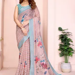 G R K Fashion Textile Floral Linen Blend Saree-picture-33