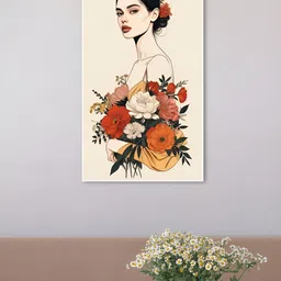 nestroots Beige & Red Graceful Bouquet Elegance in Bloom Canvas Painting Wall Art-image-26