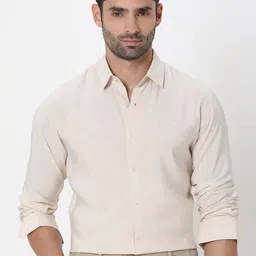 Mufti Men Cutaway Collar Solid Slim Fit Casual Shirt-picture-19