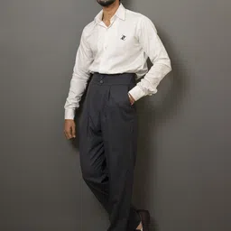 CABIN COMFY Men Tailored Fit Easy Wash Mid-Rise Pleated Trousers-image-3