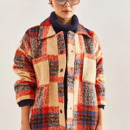BIANCO LUCCI Spread Collar Checked Peacoat-picture-8