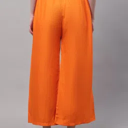 valles365 by s.c. Men Flared Orange Viscose Rayon Trousers image 2