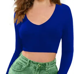 dream beauty fashion Casual Regular Sleeves Solid Women Blue Top-picture-21