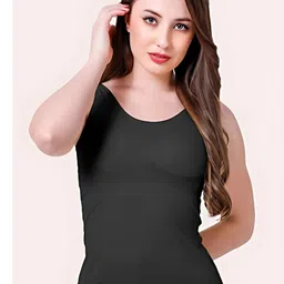 Kilvis Black Nylon Lightly Padded Camisoles-image-12