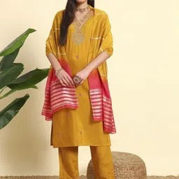KALINI Women Embroidered A-Line Kurta Set-picture-15