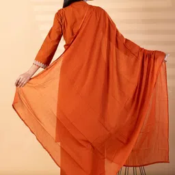 Readiprint Women Embroidered Regular Pure Cotton Kurta with Palazzos & With Dupatta image 4