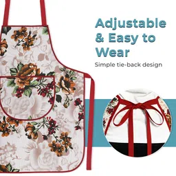 HOMESTIC 3-Pcs Red Printed Waterproof Apron With Front Pocket image 4