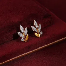 GIVA Women 18KT Gold Sylvaine Leaf Lab Grown Diamond Earrings-picture-39