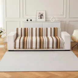 HOMETHREADS Beige & Brown Printed Sofa Cover-picture-27