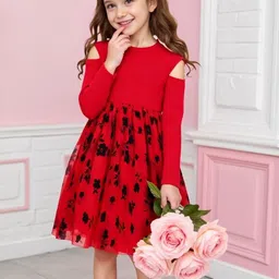 Xsole Floral Print Cold-Shoulder A-Line Midi Dress-picture-17