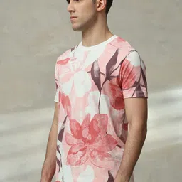 Mufti Men Floral Printed Round Neck Cotton Slim Fit T-shirt image 5