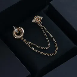 House of Pataudi Men Double Chain Statement Lapel Pin Brooch-picture-39