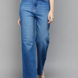 Xpose Women Comfort Straight Fit High-Rise Stretchable Cotton Jeans-image-27