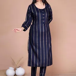 Doriyaan Women Striped Regular Kurta with Palazzos image 4