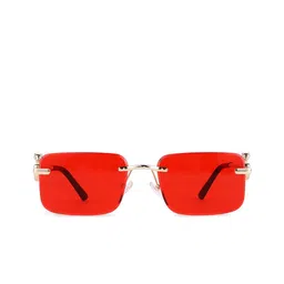 HASHTAG EYEWEAR Unisex Rectangle with with UV Protected Lens Sunglasses RL-125122-GLD.Red image 3