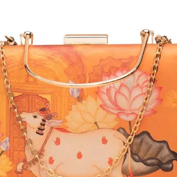 ARTKLIM Divine Cow Lotus Hand Printed Box Clutch image 4